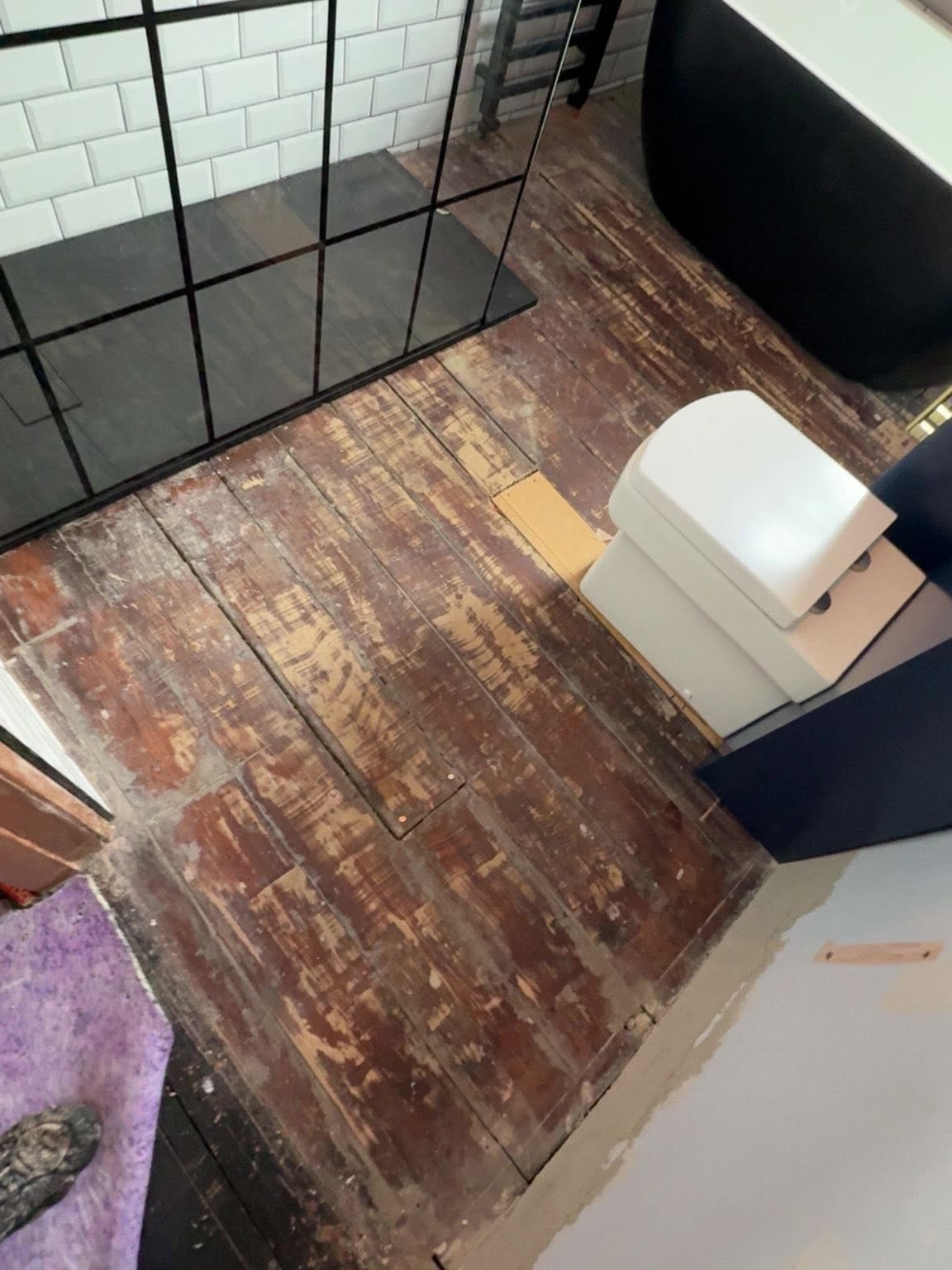 Bathroom refurbishment with Crittall shower screen and modern fixtures